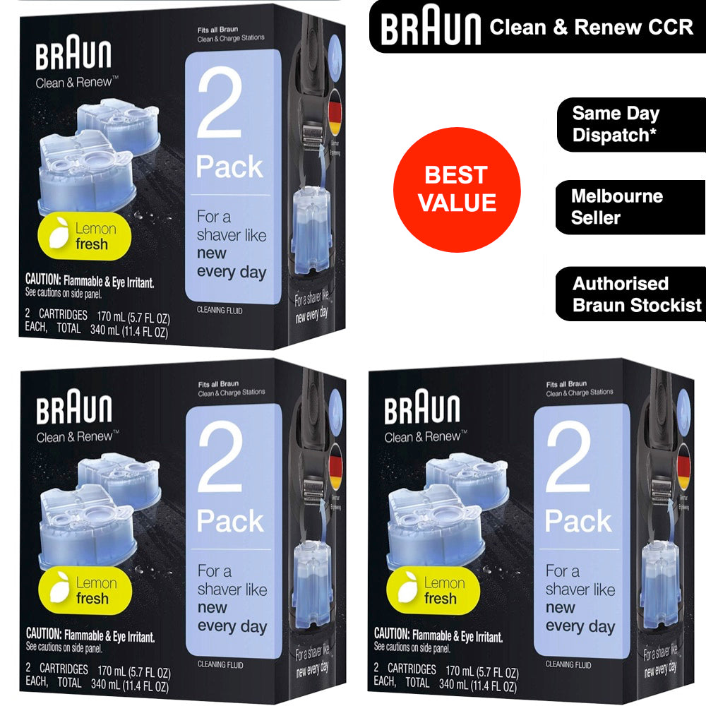 NEW BRAUN CCR3 CLEAN & RENEW SHAVER CLEANING REFILLS CARTRIDGES PACK OF 3